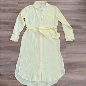 Magaschoni Gauze Button Down Shirt Dress